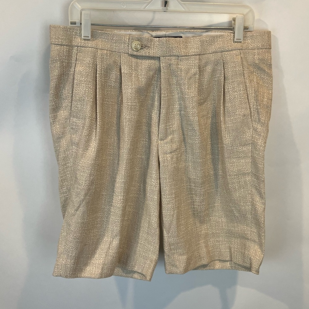 ASOS Design Mens SZ 34 Cream Tweed Pleat Front Shorts